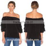 Summer Women Black off Shoulder Design Blouse 2016 thumbnail-4