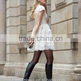 Hot Sale 2015 Guangzhou Garment Cocktail Formal Organza Lace Embroidery Sun Flowers Lady Evening Dresses thumbnail-3