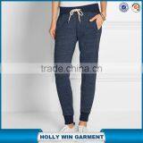 Women Causal 100% Cotton Blue Stretch-jersey Track Pants