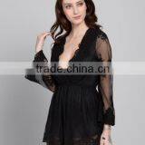 Runwaylover 5053 Deep V-neck Lace See-through Sexy Playsuit thumbnail-2