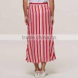New Fashion Side Tie Red and White Striped Long Wrap Skirt for Girl thumbnail-3