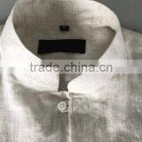 Beige Linen Mandarin Collar Special Buttonhole Mens Casual Dress Shirts thumbnail-5