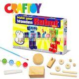 OEM Product Art & Craft Toy Color Wooden Mini Robot Set thumbnail-3