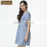 Perfect Qianxiu Summer Short Sleeve Daisy Dress Printed Girls Lounge Wear Night Skirt thumbnail-2
