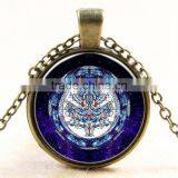 XP-TGN-LT-166 New Fashion Diy Image Gemstone Round Cabochon Family Tree Mandala Time Necklace In Alloy