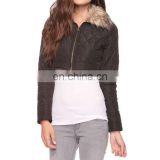 CHEFON Quilted Crop Jacket w/Faux Fur Collar CFJ055