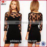 Women in Sexy Stretch Floral Lace Long Sleeve Bodysuit