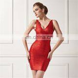 2016 Wholesale High Quality Rayon Bandage Dress Deep V-neck Celebrity Dress Maxi Dress thumbnail-2