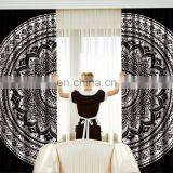 Indian Beautiful Black Ombre Mandala Curtain Set Cotton Boho Drapes Window Decor Curtain Set thumbnail-1