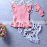 New Fashion Baby Girl Clothing Sets 100% Cotton Ruffle Aeolian Bells Printed Pink Kids Girl Boutique Outfits thumbnail-2