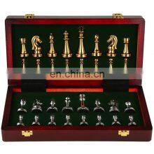 Luxury Indoor Classic Puzzle Game Chess Medieval High Quality Gold Silver Bronze Chess Board Game