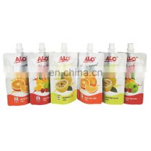 Custom logo aluminum foil spout pouch 170ml juice filling pouches food grade mylar beverages plastic package