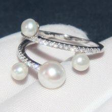 S925 Sterling Silver Ring With Crystal Diamond Pearl Ring thumbnail-4
