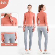 Yoga Top Fitness Jacket With Thumb Holes High Strength Zipper Sport Running Jackets Women thumbnail-4