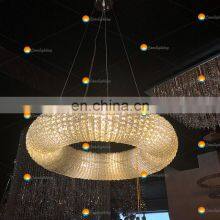 Modern Luxury Large Silver Beaded Circular With Crystal Halo Clear Iron Body Hotels Bedroom Decorative k9 Crystal Chandelier thumbnail-5
