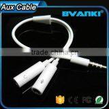 2016 Online Shopping Custom Aux Cable Wholesale for Iphone 3.5mm Y Splitter Audio Cable 1 Male to 2 Female Audio Cable Supplier's Choice thumbnail-4
