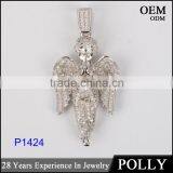 Hip Pop Micro Set AAA CZ 925 Sterling Silver Mini Angel Pendant Jewelry thumbnail-4