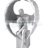 Male Nude Angel Sitting on Plinth Statue Sculpture Figure