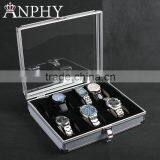 C67 ANPHY 12 Unit Watch Display Case Aluminium Watch Box Flannelette Quality Choice