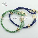 Gold Steel Black Anchor Bracelet With Blue Black Purple Green Red Rope Nylon Cotton Stainless Steel Jewelry Unisex Bangle thumbnail-5