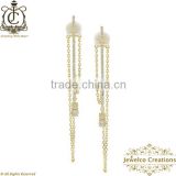 Long Chain Dangle Diamond Earrings Jewelry, 14K Gold Earrings Jewelry, Dangle Earrings, Natural Diamond Pave Jewelry Designs