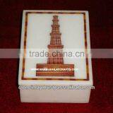 Antique Marble Inlay Jewelry Box Semi Precious Stone Inlaid thumbnail-1