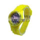 Lovely Girls Yellow Color Silicone Bracelet Watch With Pink Printing Pattern Dial thumbnail-3