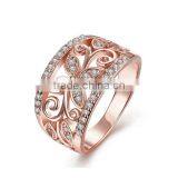 Fashion Rose Gold Plated Cubic Zirconia Wedding Band Flower Engagement Ring thumbnail-1