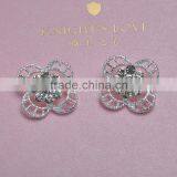 (M0296) 22mm Rhinestone Button With Loop, All Crystgals,silver Plating