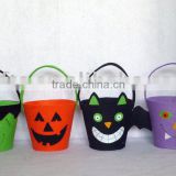 felt black cat pumpkin Halloween candy container