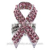 Latest Design Fashion Pink Rhinestone Ribbon Breast Cancer Awareness Sretch Ring thumbnail-1