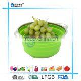 Collapsible Silicone Colander With Stainless Steel Rim, Green thumbnail-1
