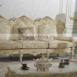 Classical European Beige And Gold Color Sectional Sofa Set, 3+2+1 Living Room Elegant Floral Sofa Set thumbnail-2