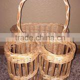 Wholesale Vintage Wicker Wine Basket of 2 Bottle Holders thumbnail-1