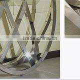Special Shape Tempered Glass Top Console Table Set With Stainless Steel Base For Home Use thumbnail-2