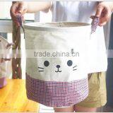 Cotton Linen Fabric Folding Laundry Hamper Collapsible Storage Basket Foldable Laundry Basket thumbnail-2
