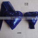 Dark Blue Heart Shaped Glass Beads Christmas Tree Ornament Available in All Colours and Sizes thumbnail-1