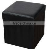 Black Faux Leather Folding Storage Stool For Livingroom/Bedroom thumbnail-1