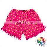 HOT PINK Baby Ruffle Pom Pom Shorts Kids Cotton High Waist Icing Shorts Cargo For 2 YEARS OLD Baby Girls Shorts thumbnail-1