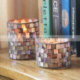 Mosaic Glass Candle Holder Coffee Color Shell Votive Candle Holder thumbnail-4