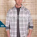 NEW ARRIVAL Long Sleeve Hot Collar Plaid Shirt thumbnail-1