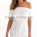Elegant Women White Dress off Shoulder Short Sleeve Fashion Boutique Dress thumbnail-1