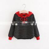 High Quality Eco-friendly Cotton Material Smart Girls Knit Hoodies With Striped Pattern thumbnail-4