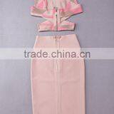 2015 New Fashion 2 Piece Set Knee Length Jacquard Rayon Bodycon HL Bandage Dress Cocktail Party Dress thumbnail-5