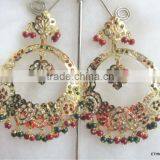 Gold Plated Jadau Dangler EARRINGS thumbnail-1