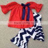Newest Chevron Pants Summer Baby Boutique Ruffle Outfits Baby Girls Chevron Pants Outfits thumbnail-1