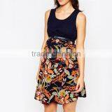 Sexy Maternity Contrast Floral Skater Dress Maternity Wear thumbnail-3