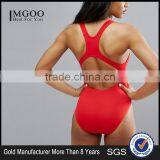 2017 Hot Sale Women Red Sportwear Swimsuit Printing Brands Logo Medalist One Piece Bodysuit Swimwear With Hole Back thumbnail-1