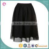Wholesale Women Fancy Plain Black Puffy Mesh Midi Skirts thumbnail-1