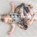 Infant Cute Baby Kids Clothes 1 Set Check Short Sleeve Romper thumbnail-2